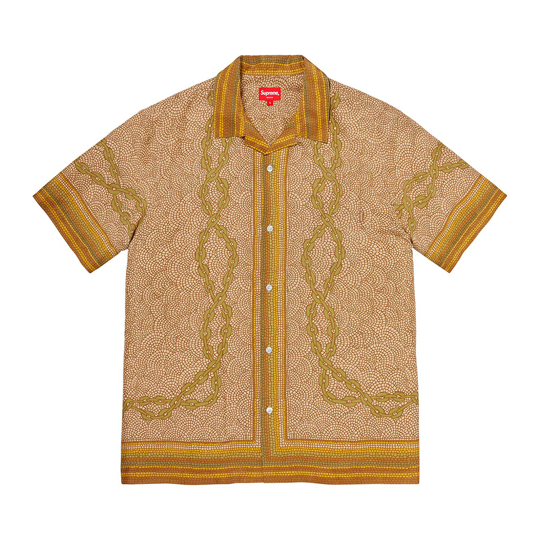 supreme Mosaic silk s/s Shirt Tan