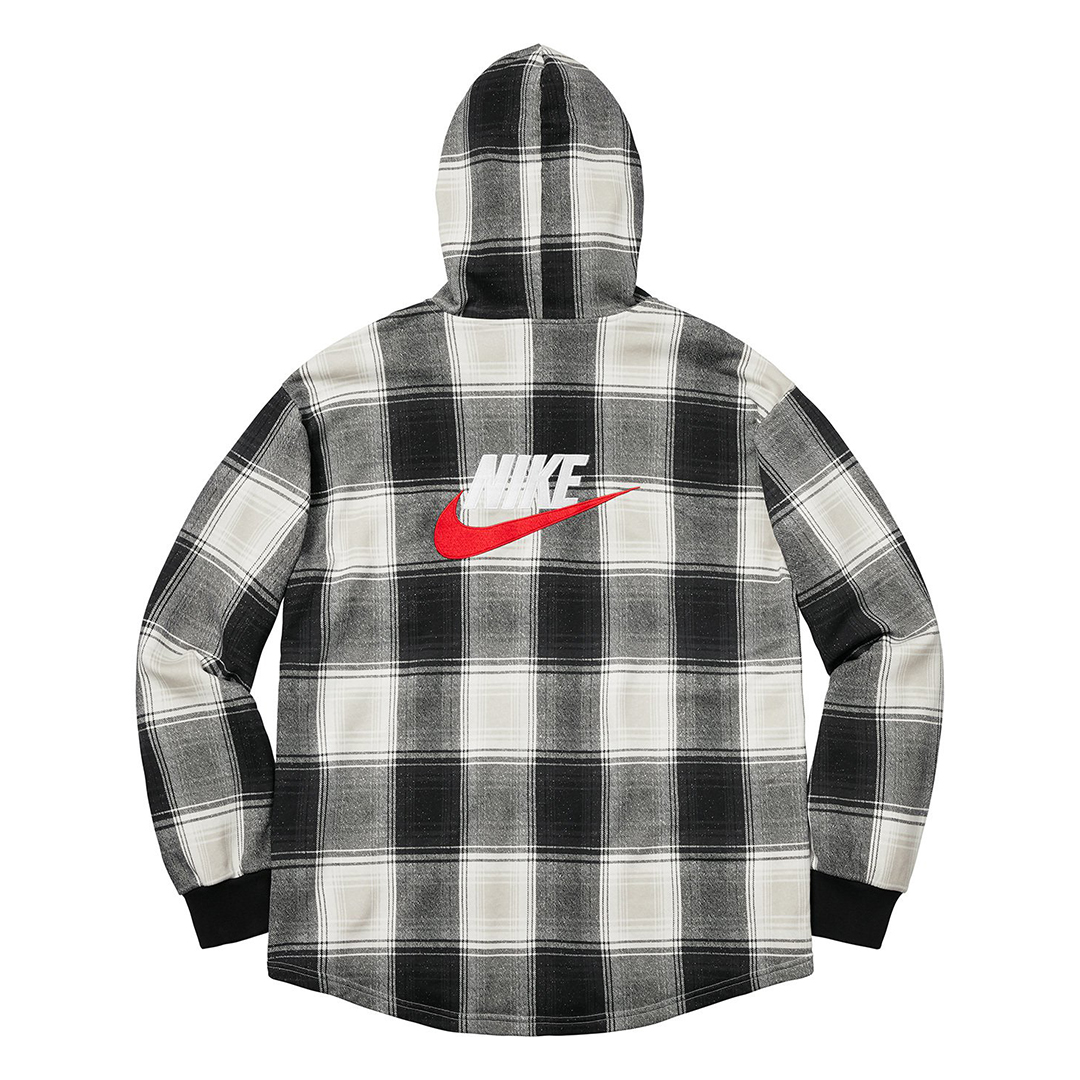 【L】Supreme Nike Plaid Hooded Sweatshirt
