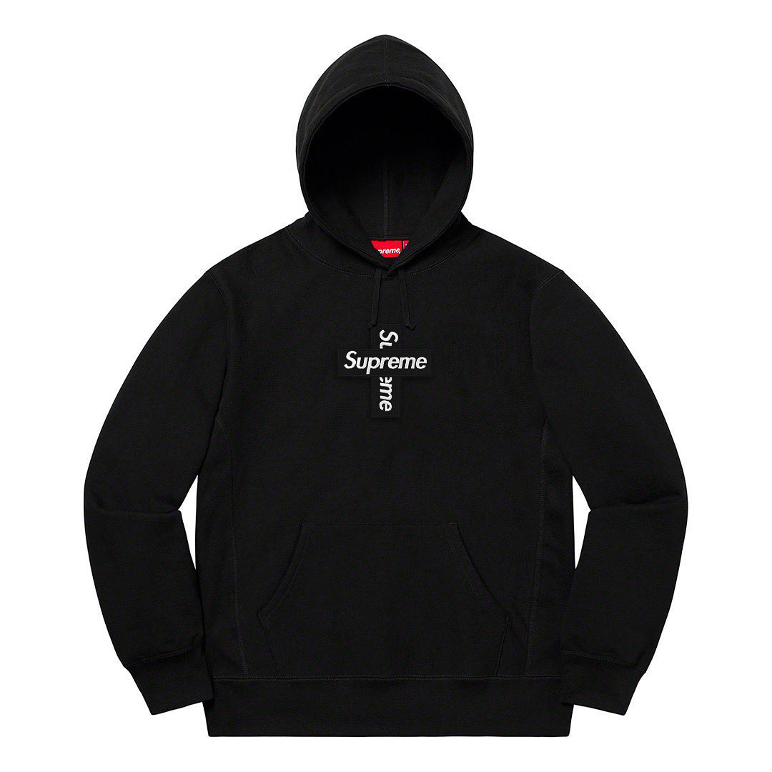 Supreme Cross Box Logo Hooded Sweatshirt Black M size :: Good Luck