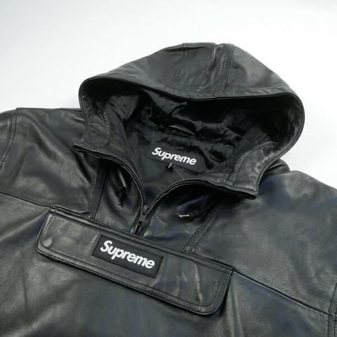 Supreme Leather Anorak Black Lsize シュプリーム レザーアノラック